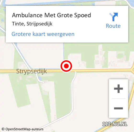 Locatie op kaart van de 112 melding: Ambulance Met Grote Spoed Naar Tinte, Strijpsedijk op 15 augustus 2014 09:38