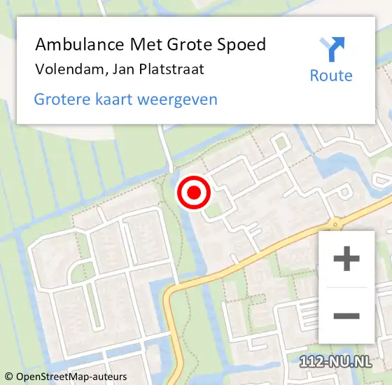 Locatie op kaart van de 112 melding: Ambulance Met Grote Spoed Naar Volendam, Jan Platstraat op 11 februari 2023 04:27