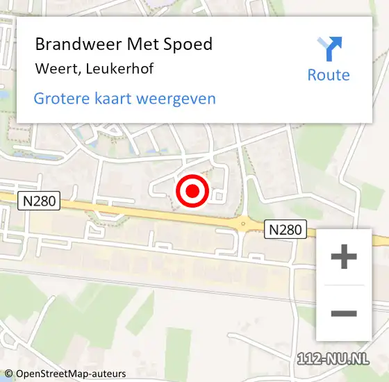 Locatie op kaart van de 112 melding: Brandweer Met Spoed Naar Weert, Leukerhof op 11 februari 2023 04:54