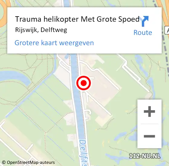 Locatie op kaart van de 112 melding: Trauma helikopter Met Grote Spoed Naar Rijswijk, Delftweg op 11 februari 2023 05:19