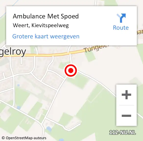 Locatie op kaart van de 112 melding: Ambulance Met Spoed Naar Weert, Kievitspeelweg op 11 februari 2023 06:40