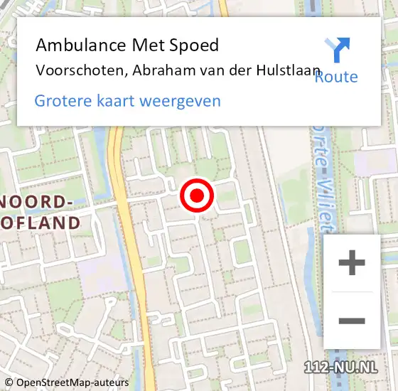 Locatie op kaart van de 112 melding: Ambulance Met Spoed Naar Voorschoten, Abraham van der Hulstlaan op 11 februari 2023 07:31