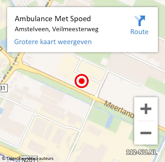 Locatie op kaart van de 112 melding: Ambulance Met Spoed Naar Amstelveen, Veilmeesterweg op 11 februari 2023 07:31