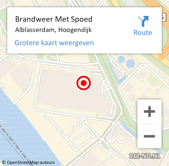 Locatie op kaart van de 112 melding: Brandweer Met Spoed Naar Alblasserdam, Hoogendijk op 11 februari 2023 07:51