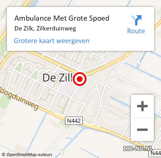 Locatie op kaart van de 112 melding: Ambulance Met Grote Spoed Naar De Zilk, Zilkerduinweg op 11 februari 2023 07:55
