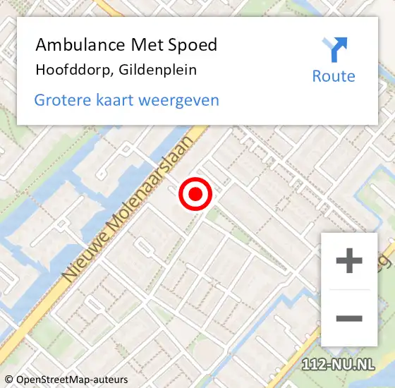 Locatie op kaart van de 112 melding: Ambulance Met Spoed Naar Hoofddorp, Gildenplein op 11 februari 2023 08:07