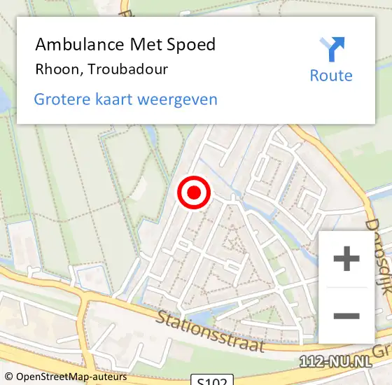 Locatie op kaart van de 112 melding: Ambulance Met Spoed Naar Rhoon, Troubadour op 11 februari 2023 08:42