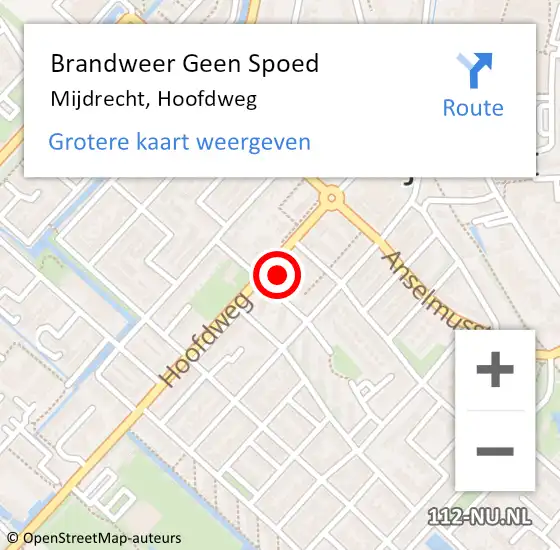 Locatie op kaart van de 112 melding: Brandweer Geen Spoed Naar Mijdrecht, Hoofdweg op 11 februari 2023 09:35