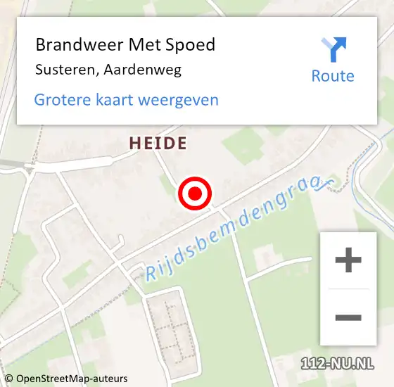 Locatie op kaart van de 112 melding: Brandweer Met Spoed Naar Susteren, Aardenweg op 11 februari 2023 09:36