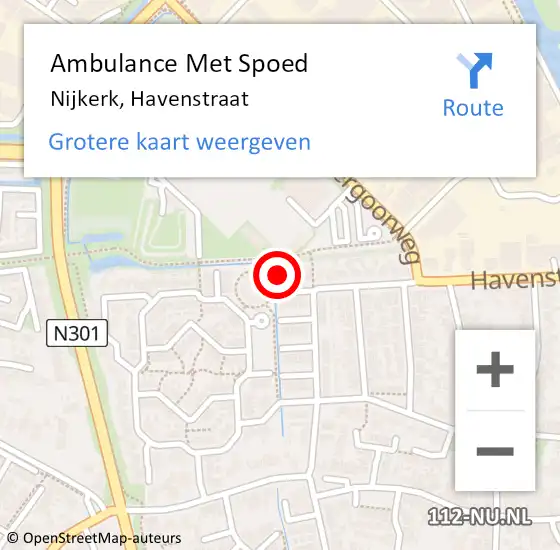 Locatie op kaart van de 112 melding: Ambulance Met Spoed Naar Nijkerk, Havenstraat op 11 februari 2023 09:39
