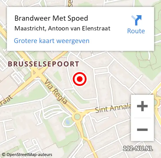 Locatie op kaart van de 112 melding: Brandweer Met Spoed Naar Maastricht, Antoon van Elenstraat op 11 februari 2023 10:10