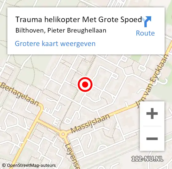 Locatie op kaart van de 112 melding: Trauma helikopter Met Grote Spoed Naar Bilthoven, Pieter Breughellaan op 11 februari 2023 10:12