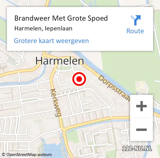 Locatie op kaart van de 112 melding: Brandweer Met Grote Spoed Naar Harmelen, Iepenlaan op 11 februari 2023 10:13