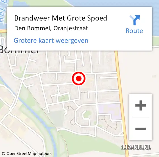 Locatie op kaart van de 112 melding: Brandweer Met Grote Spoed Naar Den Bommel, Oranjestraat op 11 februari 2023 11:05