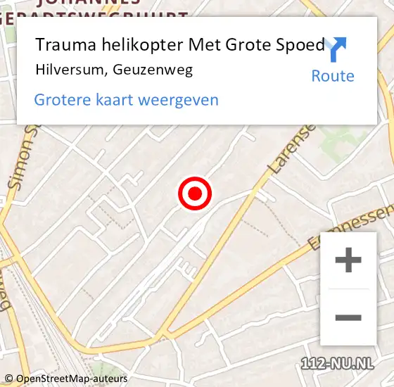 Locatie op kaart van de 112 melding: Trauma helikopter Met Grote Spoed Naar Hilversum, Geuzenweg op 11 februari 2023 11:54