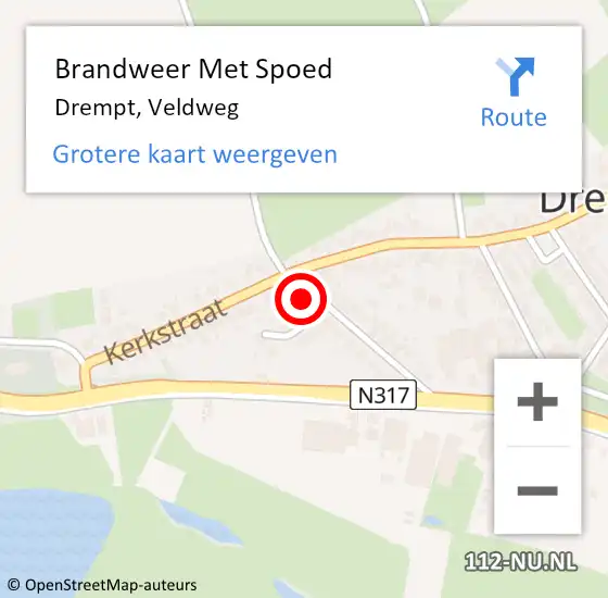 Locatie op kaart van de 112 melding: Brandweer Met Spoed Naar Drempt, Veldweg op 11 februari 2023 12:04