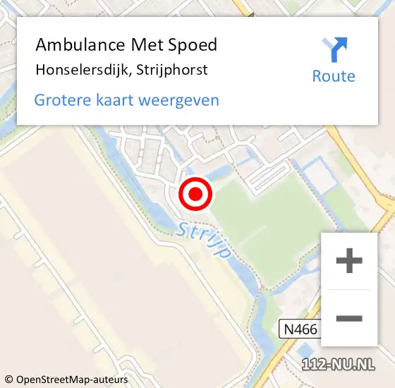 Locatie op kaart van de 112 melding: Ambulance Met Spoed Naar Honselersdijk, Strijphorst op 11 februari 2023 12:35