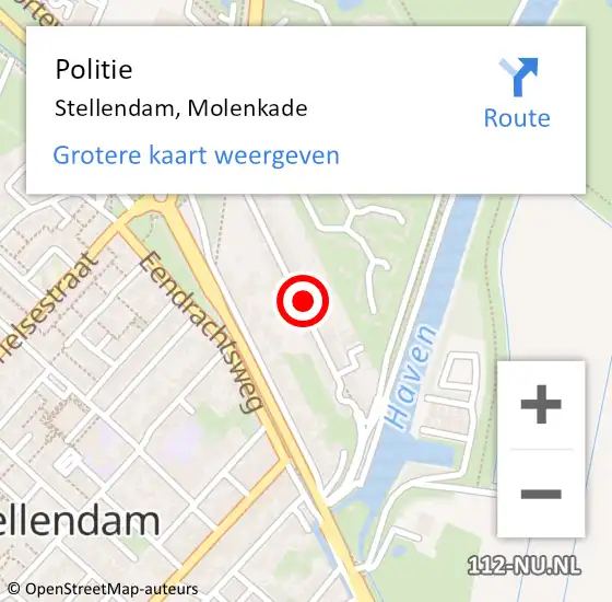 Locatie op kaart van de 112 melding: Politie Stellendam, Molenkade op 11 februari 2023 12:52