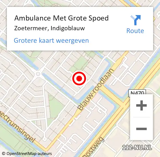 Locatie op kaart van de 112 melding: Ambulance Met Grote Spoed Naar Zoetermeer, Indigoblauw op 11 februari 2023 13:08