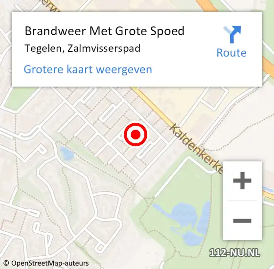 Locatie op kaart van de 112 melding: Brandweer Met Grote Spoed Naar Tegelen, Zalmvisserspad op 11 februari 2023 13:27