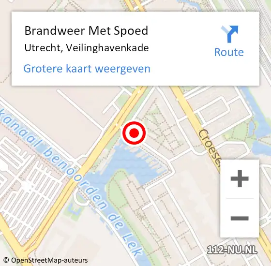 Locatie op kaart van de 112 melding: Brandweer Met Spoed Naar Utrecht, Veilinghavenkade op 11 februari 2023 13:35