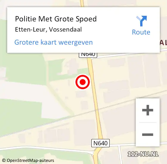 Locatie op kaart van de 112 melding: Politie Met Grote Spoed Naar Etten-Leur, Vossendaal op 11 februari 2023 13:44