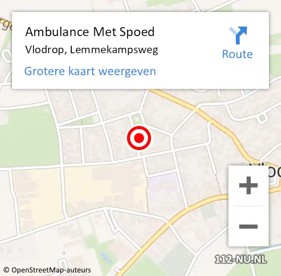 Locatie op kaart van de 112 melding: Ambulance Met Spoed Naar Vlodrop, Lemmekampsweg op 11 februari 2023 13:52