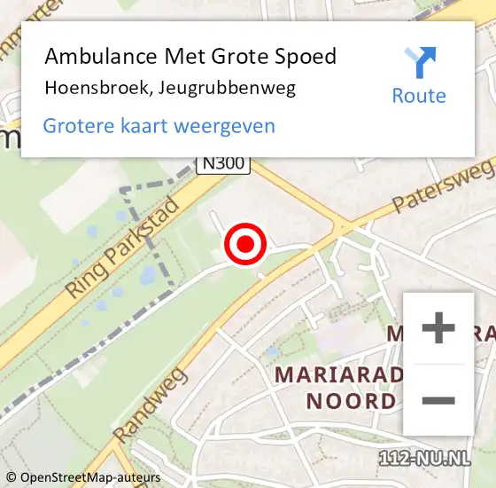 Locatie op kaart van de 112 melding: Ambulance Met Grote Spoed Naar Hoensbroek, Jeugrubbenweg op 15 augustus 2014 10:21