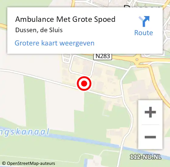 Locatie op kaart van de 112 melding: Ambulance Met Grote Spoed Naar Dussen, de Sluis op 11 februari 2023 14:09