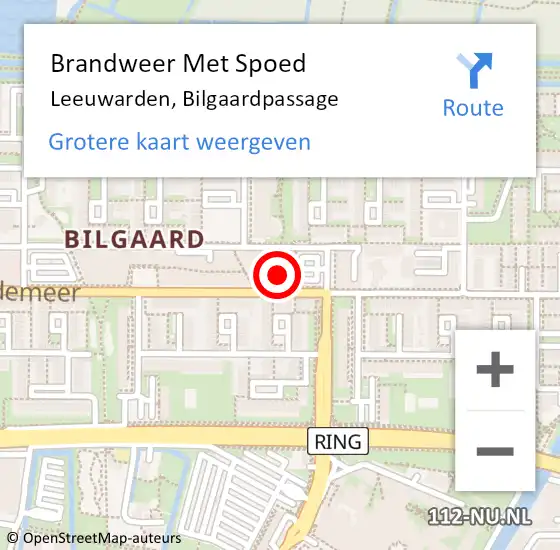Locatie op kaart van de 112 melding: Brandweer Met Spoed Naar Leeuwarden, Bilgaardpassage op 11 februari 2023 14:10