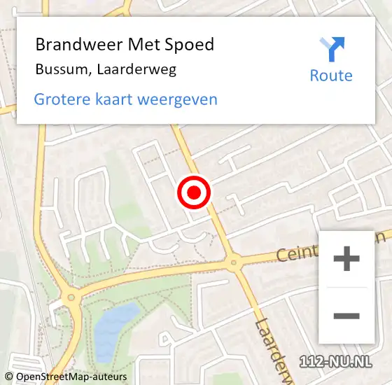 Locatie op kaart van de 112 melding: Brandweer Met Spoed Naar Bussum, Laarderweg op 11 februari 2023 14:47