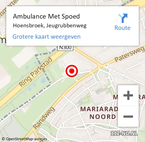 Locatie op kaart van de 112 melding: Ambulance Met Spoed Naar Hoensbroek, Jeugrubbenweg op 15 augustus 2014 10:26