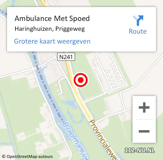 Locatie op kaart van de 112 melding: Ambulance Met Spoed Naar Haringhuizen, Priggeweg op 11 februari 2023 15:08