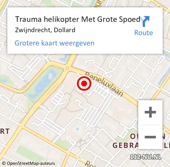 Locatie op kaart van de 112 melding: Trauma helikopter Met Grote Spoed Naar Zwijndrecht, Dollard op 11 februari 2023 15:18