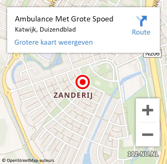 Locatie op kaart van de 112 melding: Ambulance Met Grote Spoed Naar Katwijk, Duizendblad op 11 februari 2023 15:19