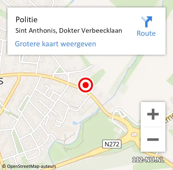 Locatie op kaart van de 112 melding: Politie Sint Anthonis, Dokter Verbeecklaan op 11 februari 2023 15:35