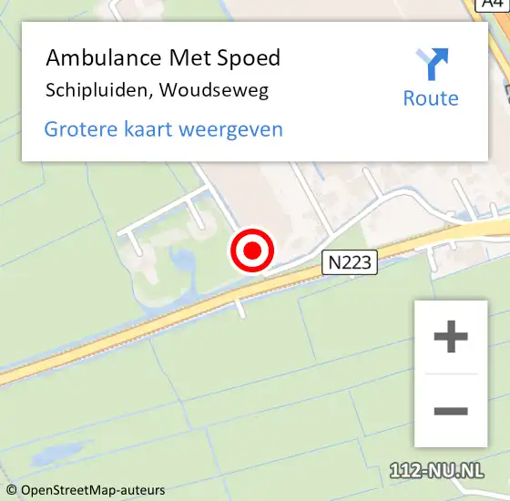 Locatie op kaart van de 112 melding: Ambulance Met Spoed Naar Schipluiden, Woudseweg op 11 februari 2023 15:38