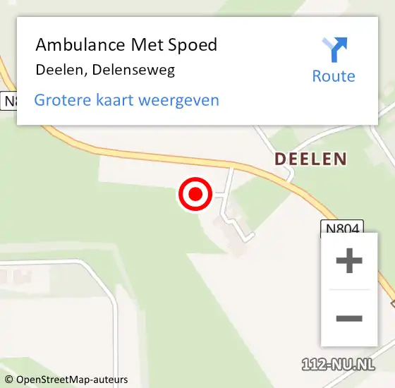 Locatie op kaart van de 112 melding: Ambulance Met Spoed Naar Deelen, Delenseweg op 11 februari 2023 15:44