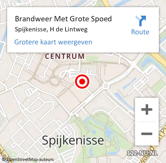 Locatie op kaart van de 112 melding: Brandweer Met Grote Spoed Naar Spijkenisse, H de Lintweg op 11 februari 2023 15:52