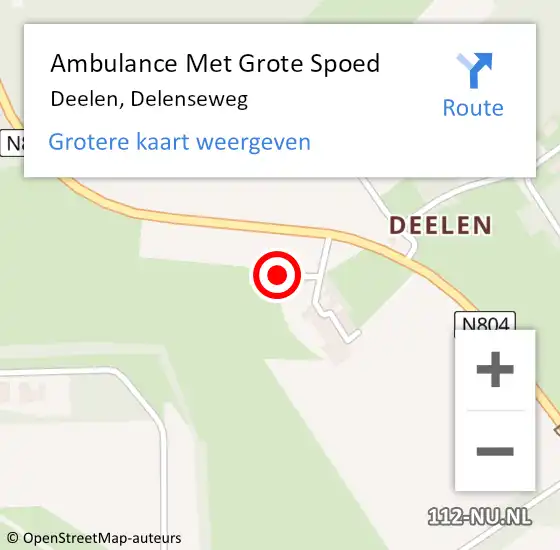 Locatie op kaart van de 112 melding: Ambulance Met Grote Spoed Naar Deelen, Delenseweg op 11 februari 2023 15:53