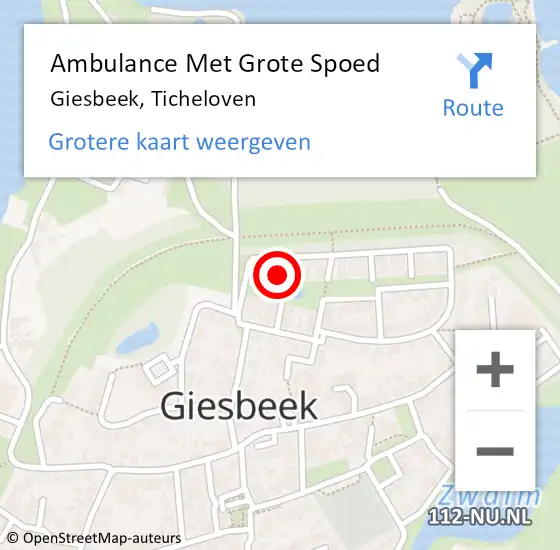 Locatie op kaart van de 112 melding: Ambulance Met Grote Spoed Naar Giesbeek, Ticheloven op 11 februari 2023 15:59