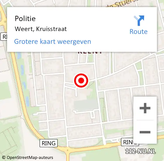 Locatie op kaart van de 112 melding: Politie Weert, Kruisstraat op 11 februari 2023 16:53