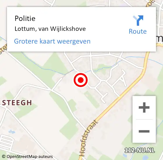 Locatie op kaart van de 112 melding: Politie Lottum, van Wijlickshove op 11 februari 2023 17:53