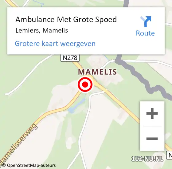 Locatie op kaart van de 112 melding: Ambulance Met Grote Spoed Naar Lemiers, Mamelis op 15 augustus 2014 10:45