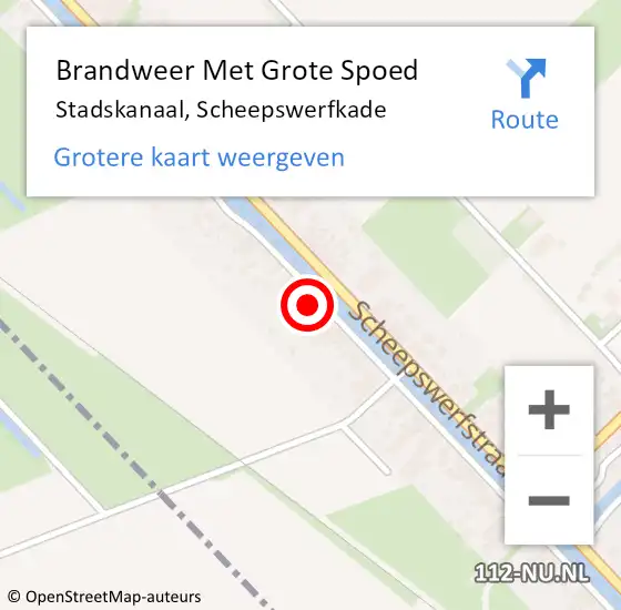 Locatie op kaart van de 112 melding: Brandweer Met Grote Spoed Naar Stadskanaal, Scheepswerfkade op 11 februari 2023 18:06