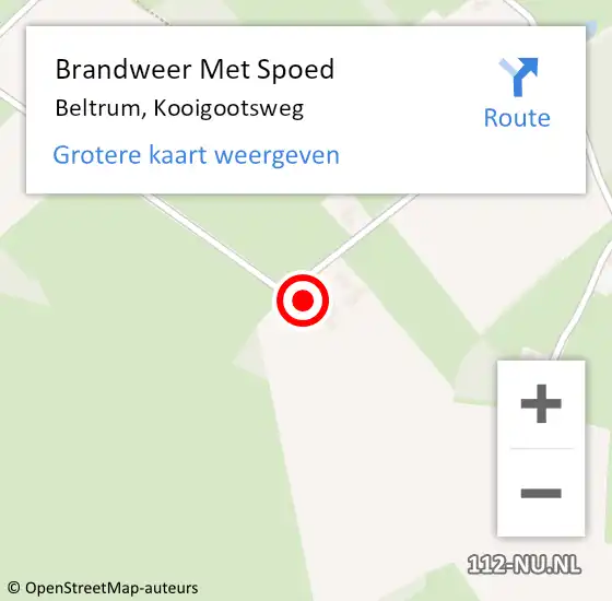 Locatie op kaart van de 112 melding: Brandweer Met Spoed Naar Beltrum, Kooigootsweg op 11 februari 2023 18:22