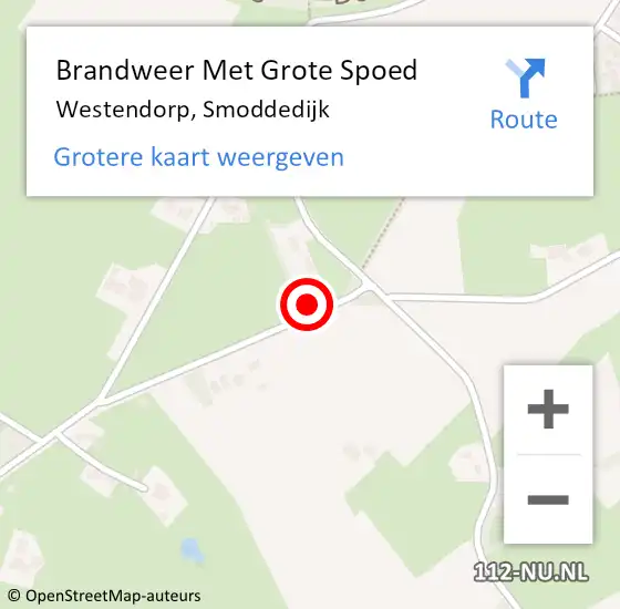 Locatie op kaart van de 112 melding: Brandweer Met Grote Spoed Naar Westendorp, Smoddedijk op 11 februari 2023 19:00