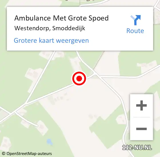 Locatie op kaart van de 112 melding: Ambulance Met Grote Spoed Naar Westendorp, Smoddedijk op 11 februari 2023 19:13