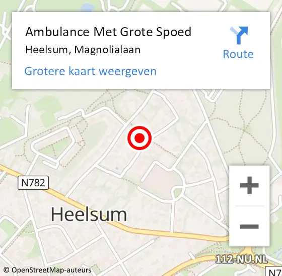 Locatie op kaart van de 112 melding: Ambulance Met Grote Spoed Naar Heelsum, Magnolialaan op 11 februari 2023 19:26