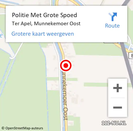 Locatie op kaart van de 112 melding: Politie Met Grote Spoed Naar Ter Apel, Munnekemoer Oost op 11 februari 2023 19:52